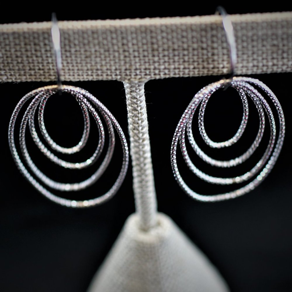 Dangling Earrings _Modern Sterling Silver Hoop